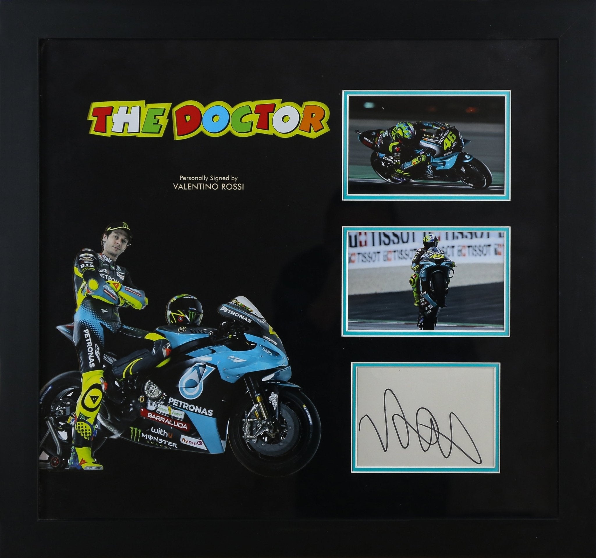 Valentino Rossi Signed White card Framed Display - Memorabilia Framers Shop